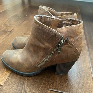 Brown Faux Leather Booties